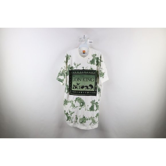 Deadstock Vtg 90s Disney Mens One Size All Over Print The Lion King T-Shirt USA